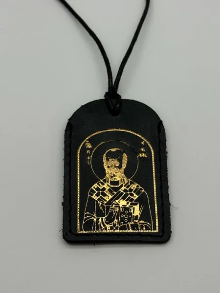 Ладанка, Николай, золотое тиснение, пустая, чёрная